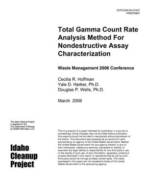 Total Gamma Count Rate Analysis Method for Nondestructive Assay Characterization