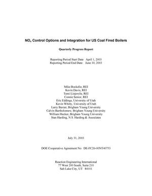 NOx Control Options and Integration for US Coal Fired Boilers Quarterly Progress Report: April-June 2003