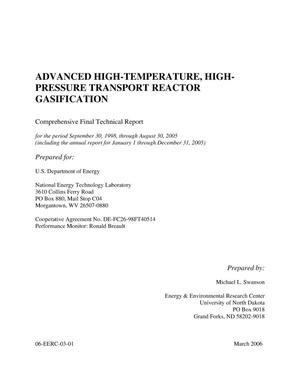 Advanced High-Temperature, High-Pressure Transport Reactor Gasification