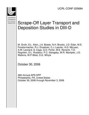 Scrape-Off Layer Transport and Deposition Studies in DIII-D