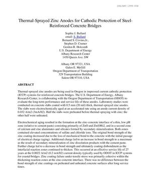 Thermal-sprayed zinc anodes for cathodic protection of steel-reinforced concrete bridges