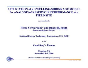 Application of a Swelling/Shrinkage Model for Analysis of Reservoir Performance at a Field Site