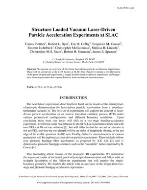 Structure Loaded Vacuum Laser-Driven Particle Acceleration Experiments at SLAC