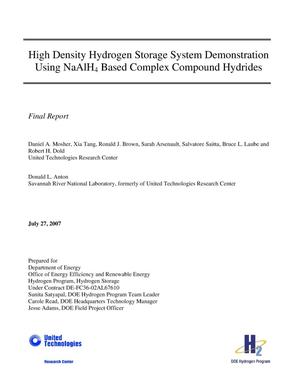 High Density Hydrogen Storage System Demonstration Using NaAlH4 Based Complex Compound Hydrides