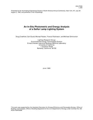 An In-Situ Photometric and Energy Analysis of a Sulfur LampLighting System