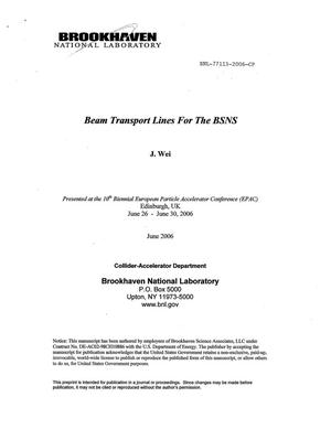BEAM TRANSPORT LINES FOR THE BSNS.