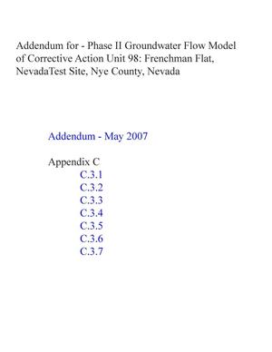 Addendum for the Phase II Groundwater Flow Model of Corrective Action Unit 98: Frenchman Flat, NevadaTest Site, Nye County, Nevada, Revision 0 (page changes)