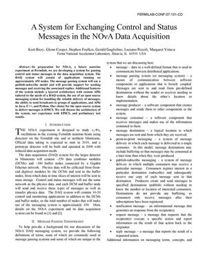 A System for Exchanging Control and Status Messages in the NOVA Data Acquisition