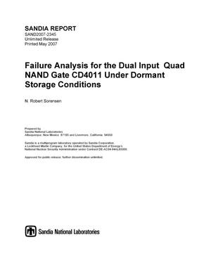 Failure analysis for the dual input quad NAND gate CD4011 under dormant storage conditions.