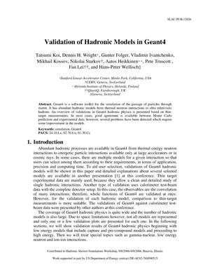 Validation of Hadronic Models in GEANT4