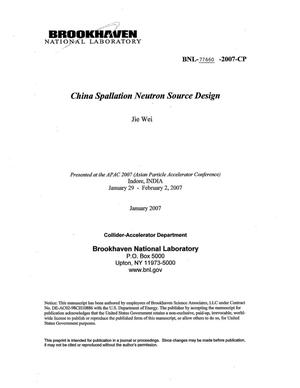 China Spallation Neutron Source Design