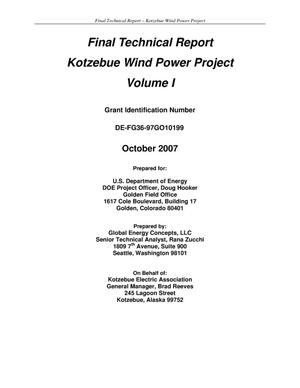 Final Technical Report: Kotzebue Wind Power Project, Volume 1
