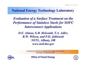 Evaluation of a Surface Treatment on the Performance of Stainless Steels for SOFC Interconnect Applications