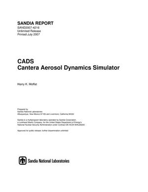 CADS:Cantera Aerosol Dynamics Simulator.