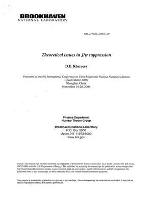 THEORETICAL ISSUES IN J/PSI SUPPRESSION.