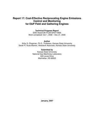 Cost-Effective Reciprocating Engine Emissions Control and Monitoring for E&P Field and Gathering Engines