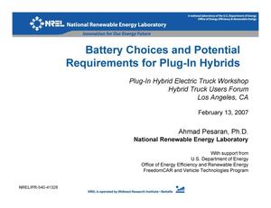 Battery Choices and Potential Requirements for Plug-In Hybrids