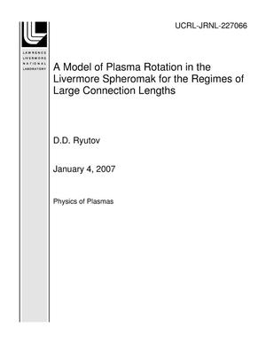 A Model of Plasma Rotation in the Livermore Spheromak for the Regimes of Large Connection Lengths