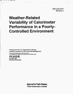 WEATHER RELATED VARIABILITY OF CALORIMETERY PERFORMANCE IN A POORLY CONTROLLED ENVIRONMENT