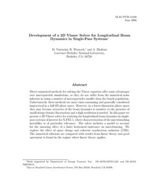 Development of a 2D Vlasov Solver for Longitudinal BeamDynamics in Single-Pass Systems