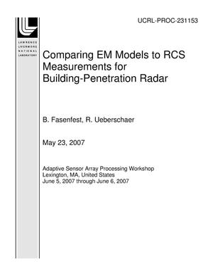 Comparing EM Models to RCS Measurements for Building-Penetration Radar