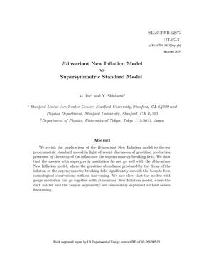 R-invariant New Inflation Model vs Supersymetric Standard Model