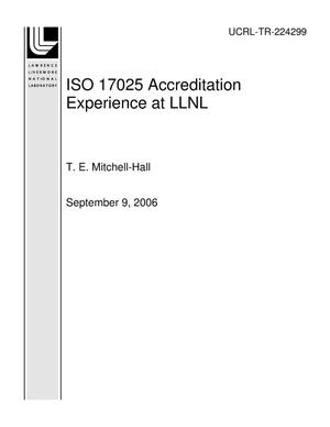 ISO 17025 Accreditation Experience at LLNL
