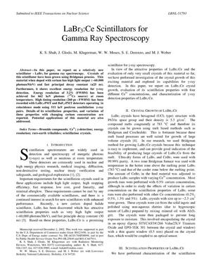 Labr3:Ce scintillators for gamma ray spectroscopy