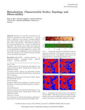 Reionization: Characteristic Scales, Topology And Observability