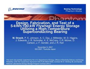 Design, Fabrication, and Test of a 5-kWh/100-kW Flywheel Energy Storage Utilizing a High-Temperature Superconducting Bearing