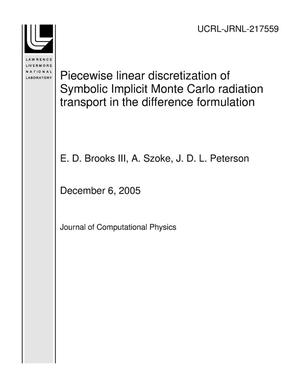 Piecewise linear discretization of Symbolic Implicit Monte Carlo radiation transport in the difference formulation