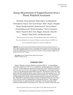 Energy Measurements of Trapped Electrons from a Plasma Wakefield Accelerator