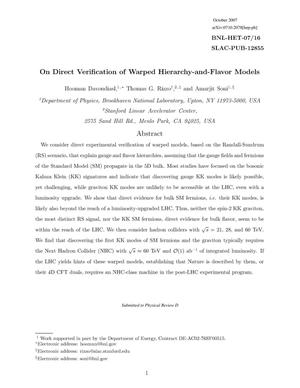 On Direct Verification of Warped Hierarchy-and-FlavorModels