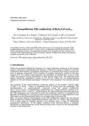 Nonequilibrium THz Conductivity of Bi2Sr2CaCu2O8+d