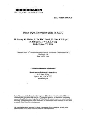 Beam Pipe Desorption Rate in Rhic.