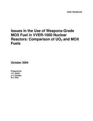 Issues in the use of Weapons-Grade MOX Fuel in VVER-1000 Nuclear Reactors: Comparison of UO2 and MOX Fuels