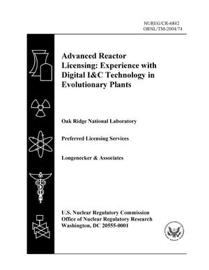 Advanced Reactor Licensing: Experience with Digital I&C Technology in Evolutionary Plants