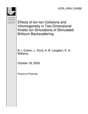 Effects of Ion-Ion Collisions and Inhomogeneity in Two-Dimensional Kinetic Ion Simulations of Stimulated Brillouin Backscattering