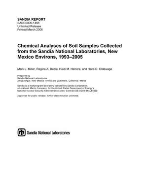 Chemical analyses of soil samples collected from the Sandia National Laboratories, New Mexico environs, 1993-2005.