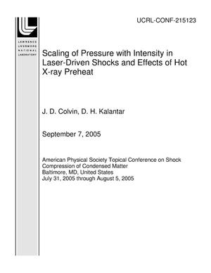 Scaling of Pressure with Intensity in Laser-Driven Shocks and Effects of Hot X-ray Preheat