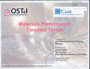 MATERIALS PERFORMANCE TARGETED THRUST