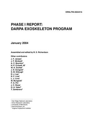 Phase I Report: DARPA Exoskeleton Program