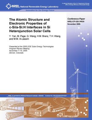 Atomic Structure and Electronic Properties of c-Si/a-Si:H Interfaces in Si Heterojunction Solar Cells