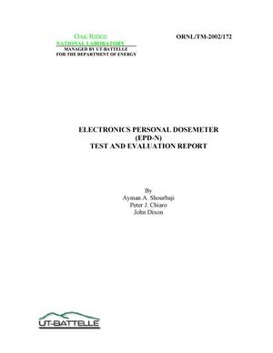 Primary view of object titled 'Electronics Personal Dosemeter (EPD-N) Test and Evaluation Report'.