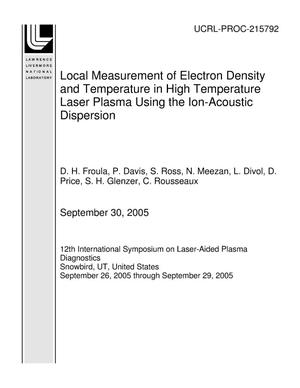 Local Measurement of Electron Density and Temperature in High Temperature Laser Plasma Using the Ion-Acoustic Dispersion