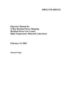 Operator Manual for X-ray Residual Stress Mapping