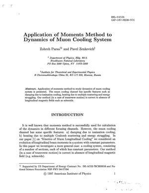 Application of Moments Method to Dynamics of Muon Cooling System