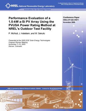Performance Evaluation of a 1.5-kWdc a-Si PV Array Using the PVUSA Power Rating Method at NREL's Outdoor Test Facility