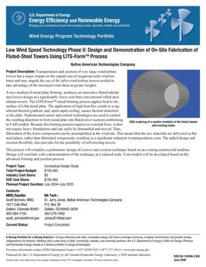 Low Wind Speed Technology Phase II: Design and Demonstration of On-Site Fabrication of Fluted-Steel Towers Using LITS-Form(TM) Process