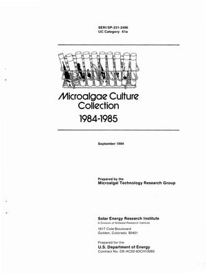 Microalgae Culture Collection: 1984-1985